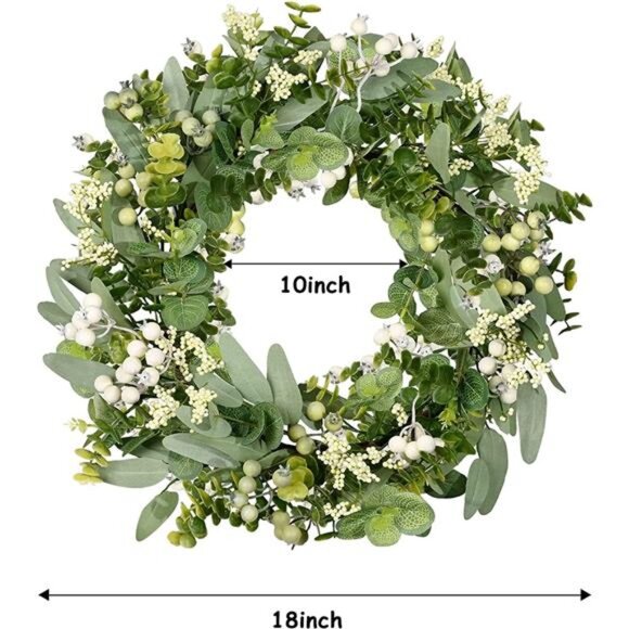 Artificial Spring Summer Greenery Wreaths for Front Door Green Eucalyptus - Picture 2 of 7